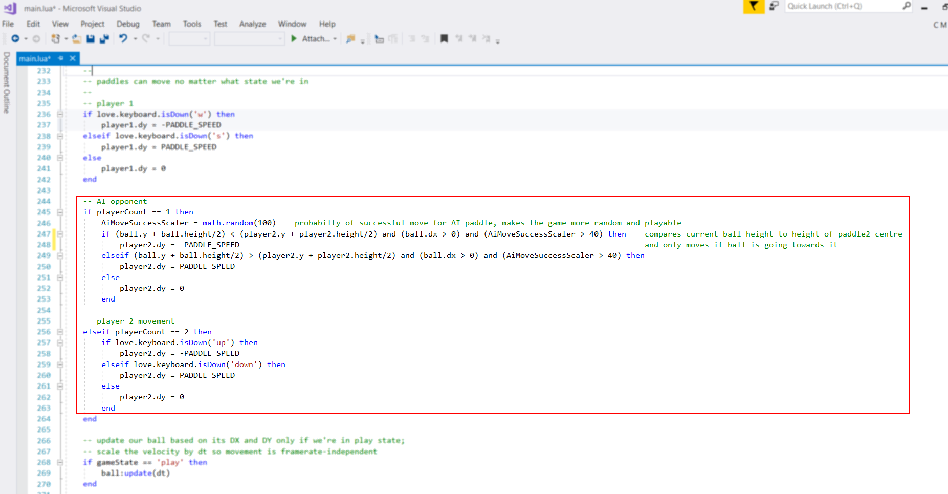 AI controlling code