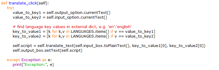 translate function code